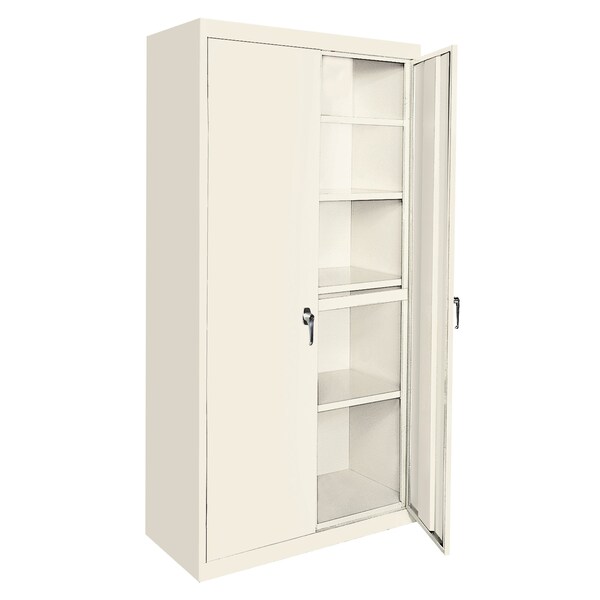 Storage Cabinet, 72 in H, 30 in W, 18 in D, Putty, 4 Shelves